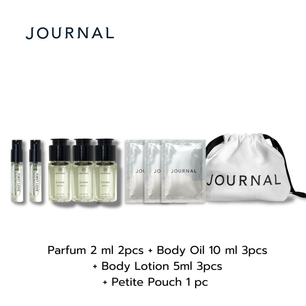 รับฟรี 9 รายการ Petite Pouch 1 pc+ Parfum 2 ml. 2 pcs + Body Oil 10 ml. 3 pcs + Body Lotion 5 ml. 3 pcs