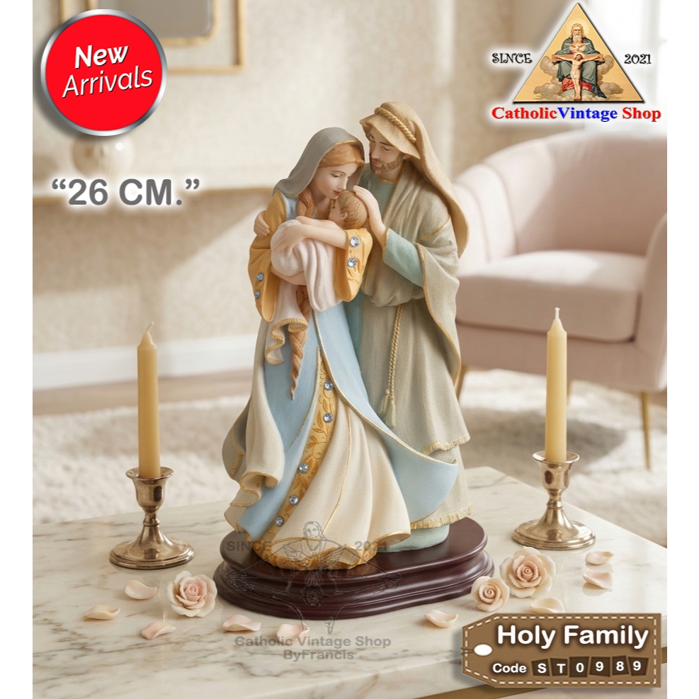 รูปปั้นครอบครัวศักดิ์สิทธิ์ สไตล์วินเทจ Holy Family คาทอลิก Catholic Statue Figurine religion#ST0989