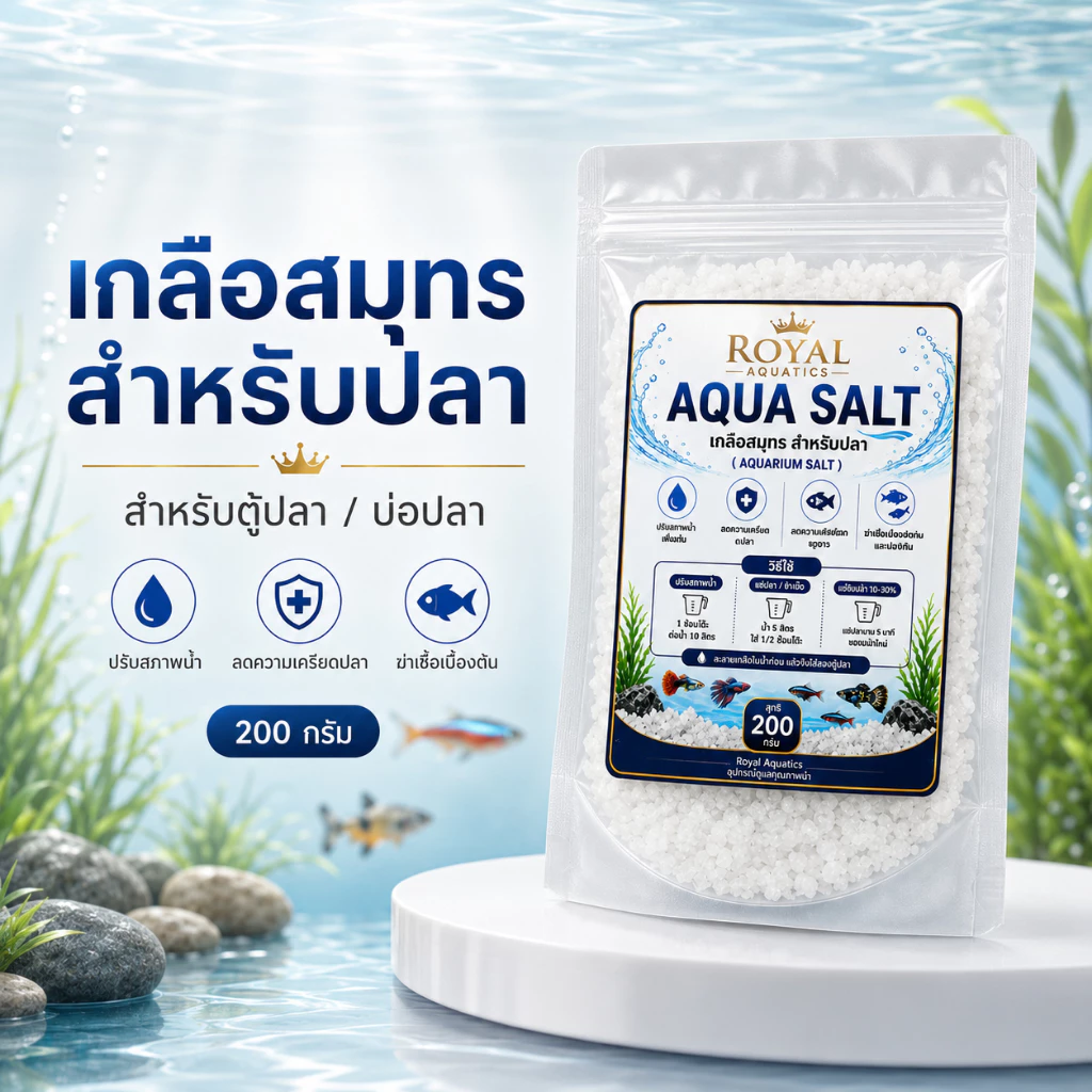 Royal Aquatics เกลือสมุทรสำหรับปลา Aqua Salt เกลือตู้ปลา ปรับสภาพน้ำ ปลาหางนกยูง ปลากัด ปลาสวยงาม