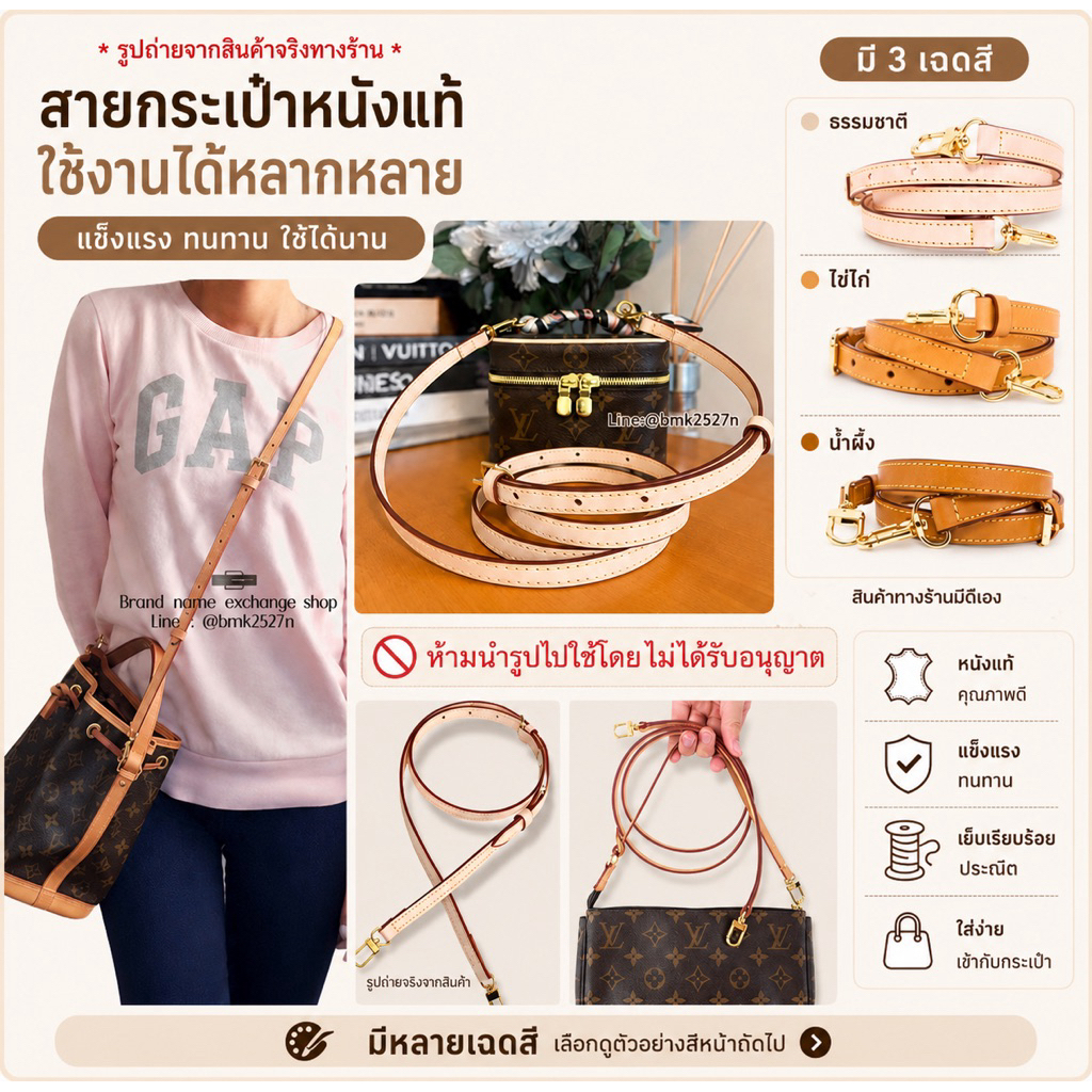 🎁พร้อมส่ง📮 สายสะพายกระเป๋าปรับได้ พอช ขนาด 1.2 ครอสบอดี้ nice nano/mini / pochette ใช้กับกระเป๋ามินิต่างๆ