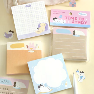 <พร้อมส่ง> #Link2 กระดาษโน๊ต 100แผ่น 🍎 Cute Note 🧸 ลาย หมา แมว9ลาย ❌ไม่มีกาว เครื่องเขียน โน๊ต กระดาษจด Memo สัตว์น้อย