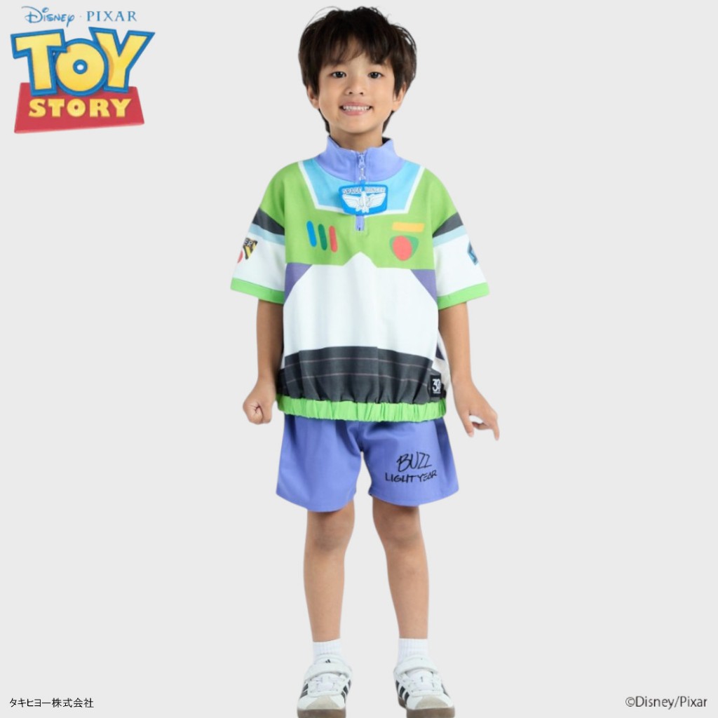 Kids (Size110-130) Disney Pixar Buzz Lightyear ชุดเสื้อและกางเกงเด็กนักผจญภัยอวกาศ พร้อมทะยานสู่จักรวาล!