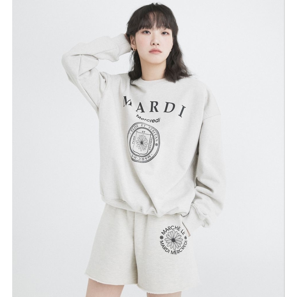 Mardi Mercredi Sweat T-Shirt - Oatmeal Black ส่งต่อ มือสอง (งานดีมาก)