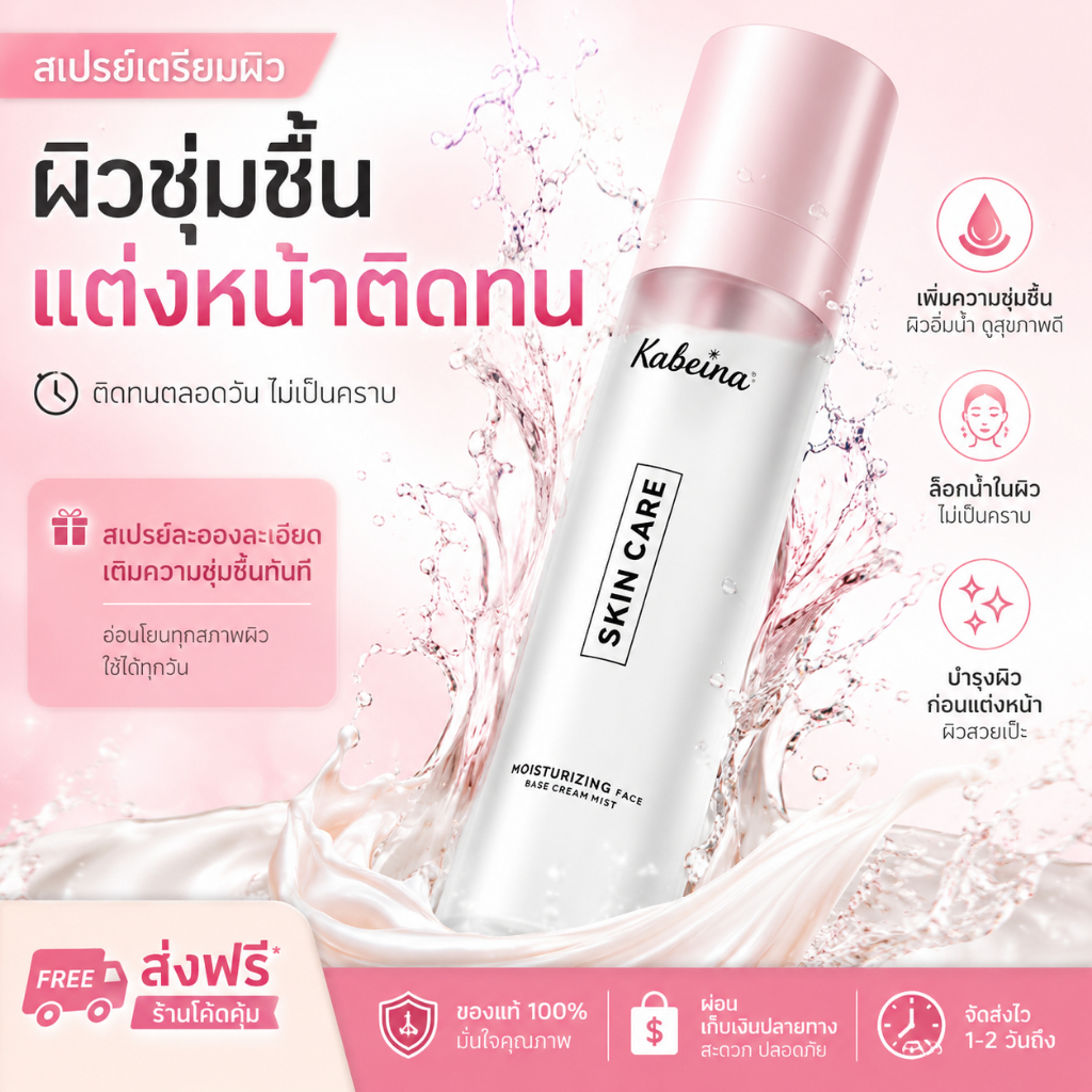 [ส่งเร็ว/ของแท้] Kabeina สเปรย์ล็อกเมคอัพ สเปรย์บำรุงผิว เติมความชุ่มชื้น แต่งหน้าติดทน ผิวฉ่ำวาว ไม่เป็นคราบ 100ml