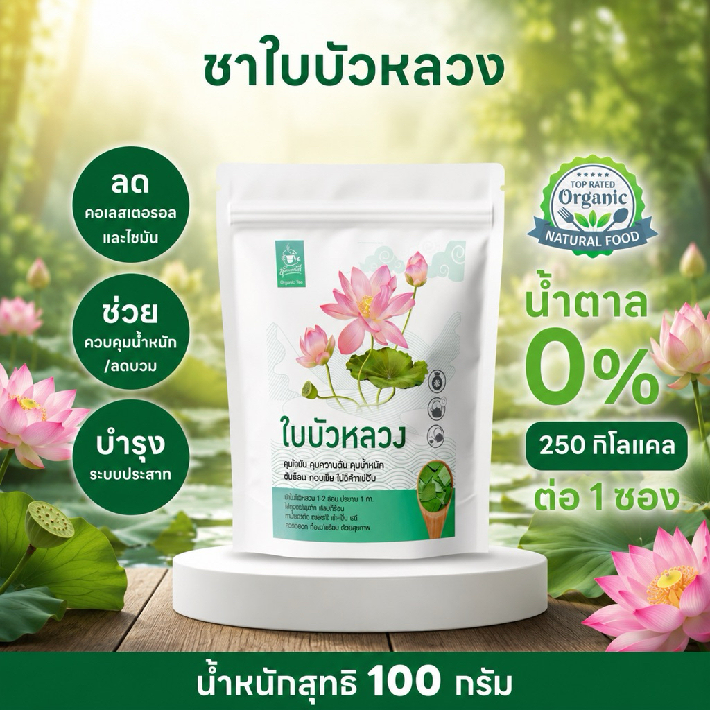 ชาใบบัวหลวง ขนาด 100กรัม
