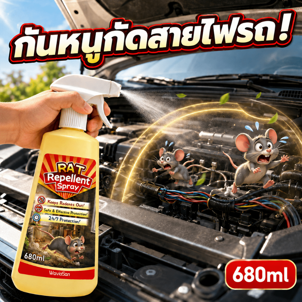 ฉีดปุ๊บ หนูหนีปั๊บ สเปรย์ไล่หนู ยาไล่หนู 680ml ไล่หนูได้อย่างมีประสิทธิภาพ ไม่เป็นอันตรายต่อรถยนต์ และปลอดภัยต่อมนุษย์