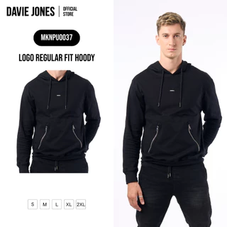 DAVIE JONES [BE FEARLESS] เสื้อฮู้ดดี้ผู้ชาย Logo Regular Fit Hoody สีดำ PU0037