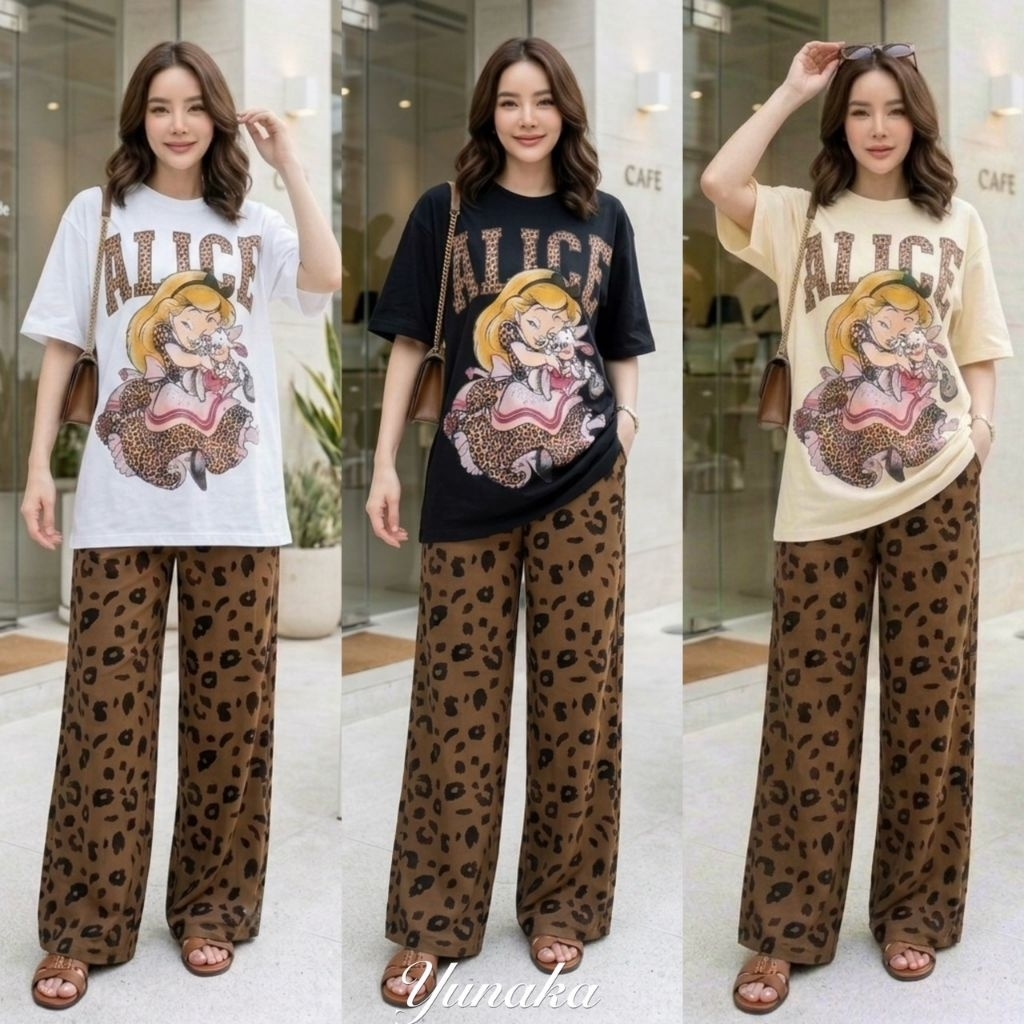 เซทเสื้อยืดคอกลมแขนสั้น สกรีน(มีหลายลายเลื่อนดูนะค่ะ)