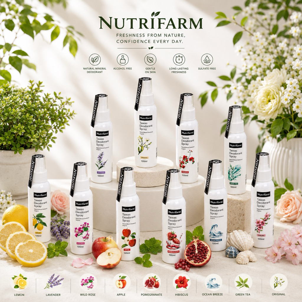 Nutrifarm Spray 100 ml. สเปรย์สารส้ม กลิ่นผลไม้ ระงับกลิ่นกาย ดับกลิ่นเต่าได้ดี อ่อนโยน ผลิตจากธรรมชาติ ส่งไว