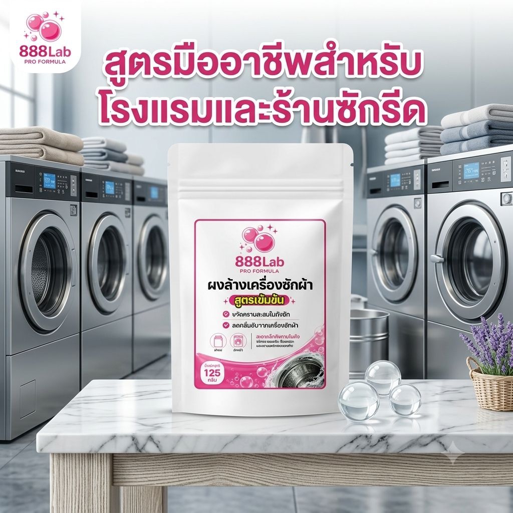 ผงล้างถังซัก 888Lab ผงล้างเครื่องซักผ้า สูตรเข้มข้น 125 กรัม ขจัดคราบสะสม ลดกลิ่นอับ ล้างเครื่องซักผ้า ฝาบน ฝาหน้า