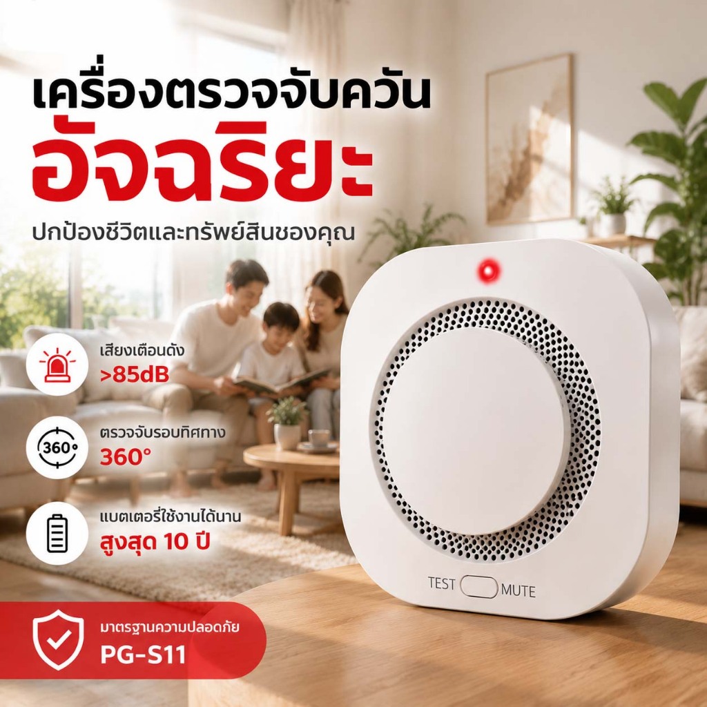 5PCS🚨อายุแบตเตอรี่ 10 ปี🚨ChunHee smoke detector เซ็นเซอร์ควัน ระยะการตรวจจับกว้าง ติดตั้งง่าย