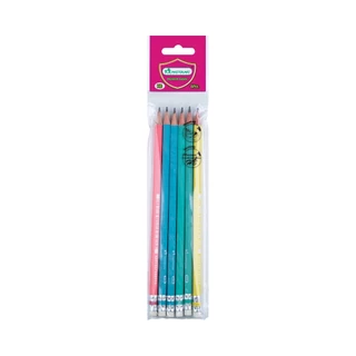 Masterart ดินสอดำ Blacklead Pencil HB,Ribbon,Pastel 1 ถุง 6 แท่ง คละสี คละลาย