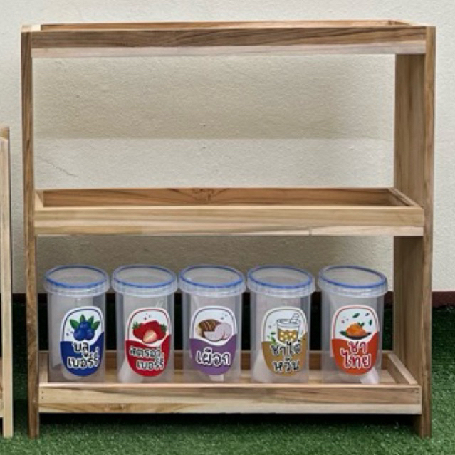 ชั้นวาง3ชั้น วางกระป๋องนมข้นวางกระปุกผงชากาแฟวางขวดโซดา