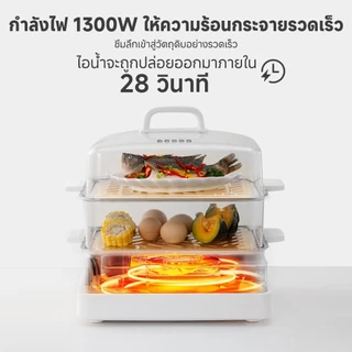 Simplus เครื่องนึ่งไฟฟ้า 3 ชั้น 21L ความจุขนาดใหญ่ 1300W ทำความร้อนพลังงานเข้มข้น ตั้งล่วงหน้า 24 ชั่วโมง DZEG005