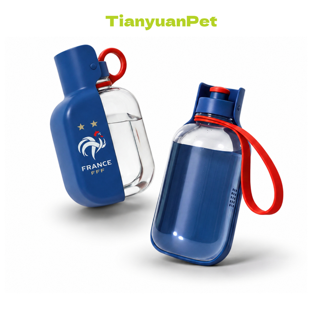 กระบอกน้ำสัตว์เลี้ยง ขวดน้ำสุนัข ขวดน้ำแมว pet water bottle มีชามน้ำในตัว ความจุ 350ml / 550ml ลายทีมชาติ