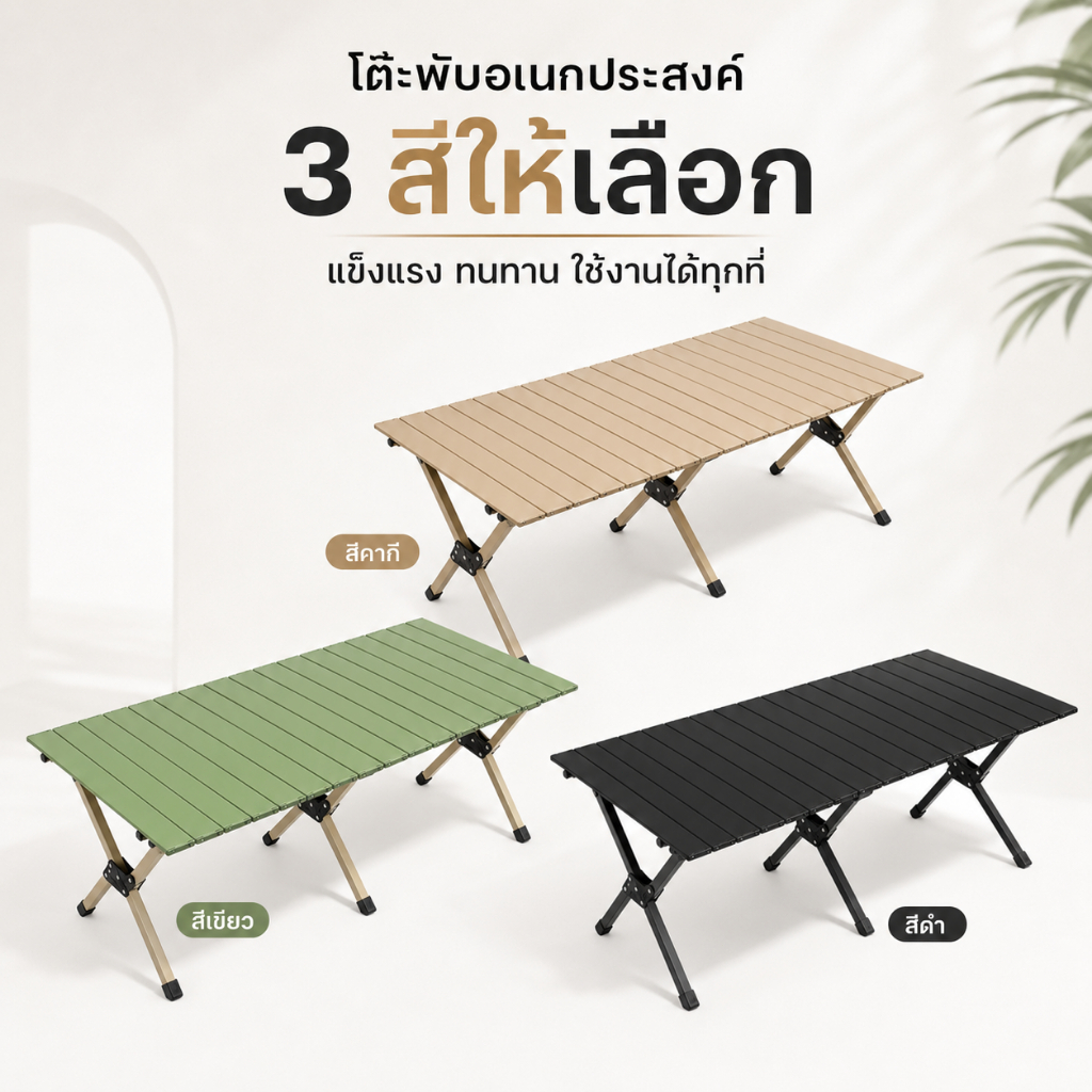 WTHB โต๊ะพับ พับเก็บได้ รับน้ำหนัก 300KG 120/150/90CM เลือกได้หลายสี โต๊ะเหล็ก ใช้ได้ทั้งในและนอก