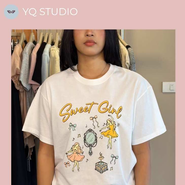 C117 YQ Korean Shop เสื้อยืด Sweet Girl Orersize ป้ายYQ