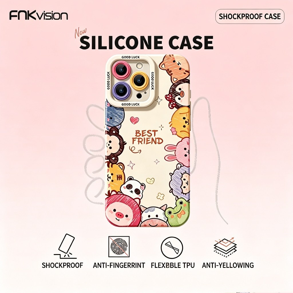 FNKvision เคสไอโฟน เคสซิลิโคนนิ่ม น่ารักมาก กันกระแทก ดีไซน์ออริจินอล สำหรับ iPhone11/12/13/14/15/16/17 Pro Max ทุกรุ่น