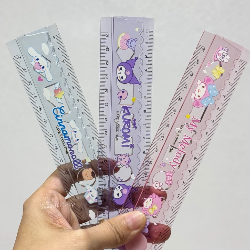 ไม้บรรทัด พับได้ 30cm ลายการ์ตูน สีใส