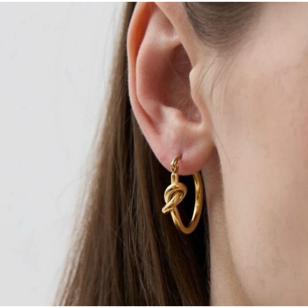 18K gold plated knot hoop earrings