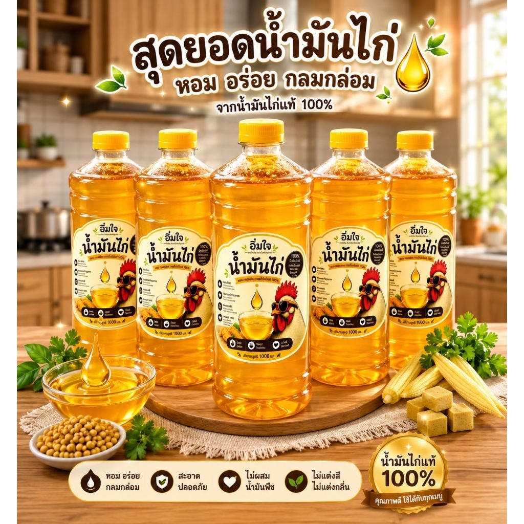 น้ำมันไก่แท้ 100% จำนวน 5 ขวด (5 ลิตร)