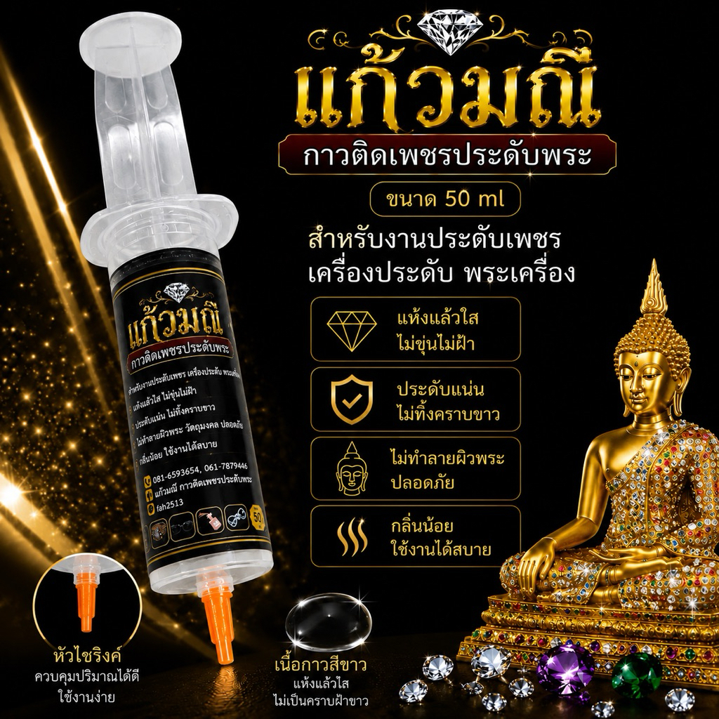 กาวติดเพชรประดับพระแก้วมณี