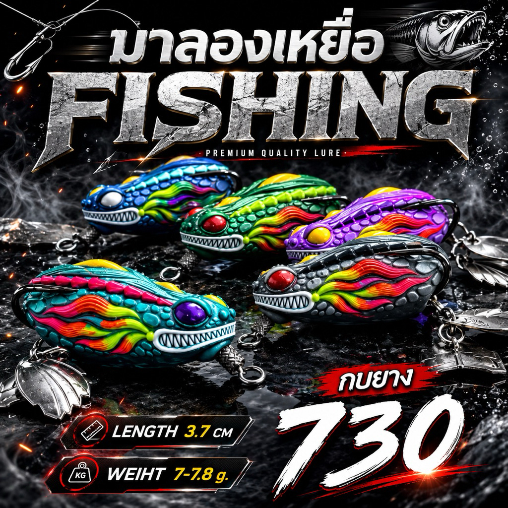 กบยางรุ่น 730 ขนาด 3.7 น้ำหนัก7-7.8 กรัม