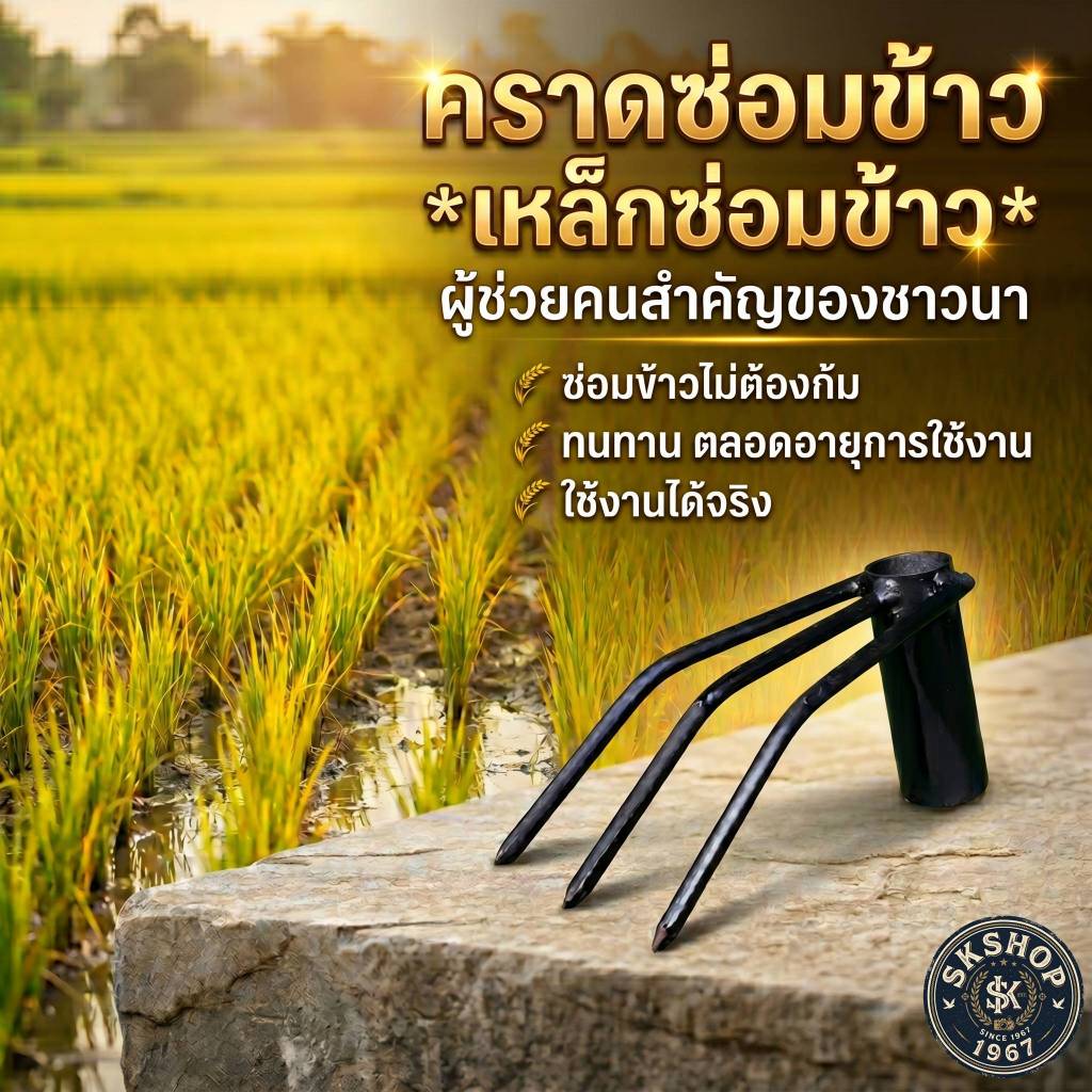เหล็กซ่อมข้าว เหล็กย้ายข้าว บักสามง่าม 6หุน
