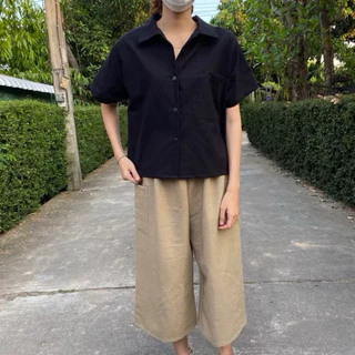 lamoonta เสื้อเชิ้ตผู้หญิง เสื้อคอปก ทรงoversize ผ้านุ่มไม่ต้องรีด ลุคสาวออฟฟิศ มินิมอล ผ้าฝ้ายเชียงใหม่