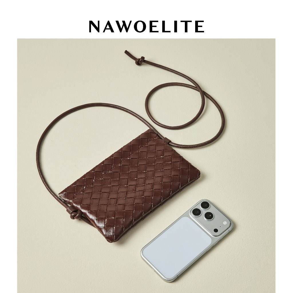 NAWOELITE Macarons Bag กระเป๋าสะพายไหล่ผ้าทอสีดำกระเป๋าใส่โทรศัพท์มือถือชายหาดน้ำหนักเบา กระเป๋าสานสะพายข้างทรงนอน