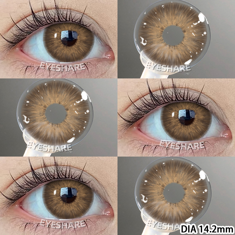 funsachy คอนแทคเลนส์หนึ่งคู่ pattaya สีน้ำตาล/สีเทา/สีน้ำเงิน/สีดำ 14.2 มม. ตาโต lens