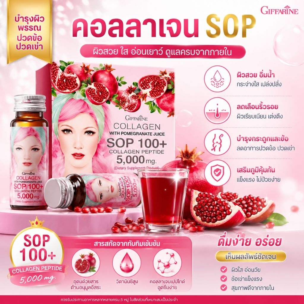 เครื่องดื่มคอลลาเจนผสมน้ําทับทิมSOP