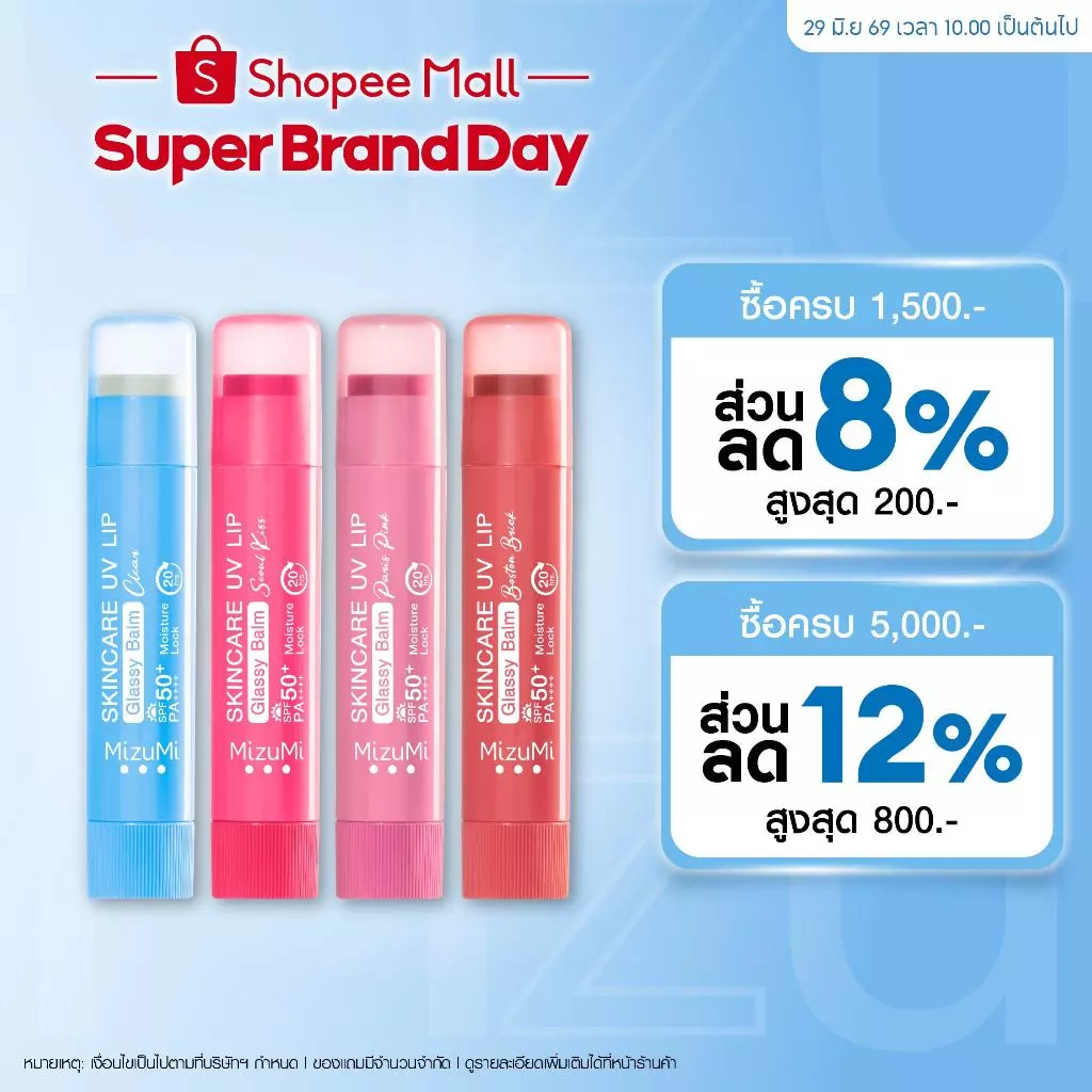 MizuMi UV Lip Glassy Balm SPF50+ PA++++ 3.5g ลิปบาล์มกันแดด ลดปากคล้ำ