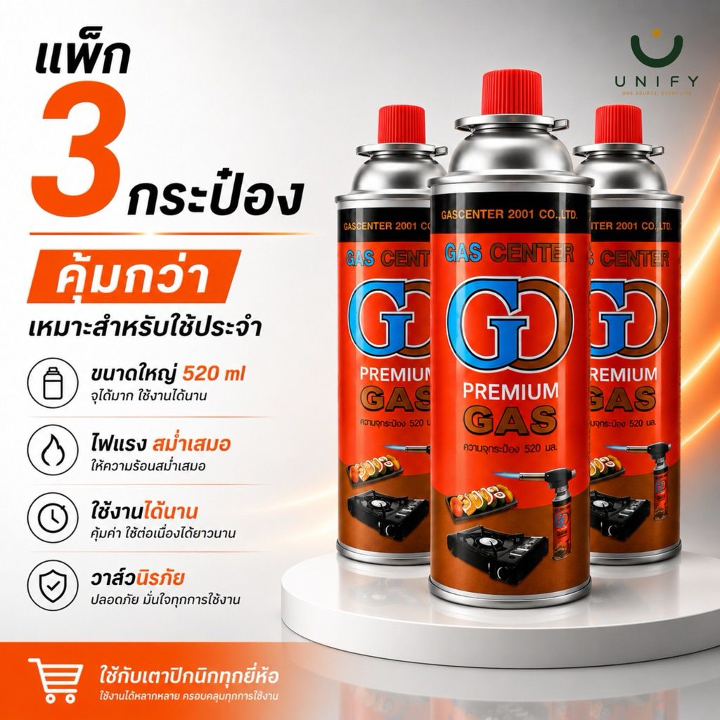 [3 กระป๋อง] แก๊สกระป๋อง แก๊สบิวเทน GC Premium Gas 250 กรัม เตาปิคนิค พกพา ส่งไว