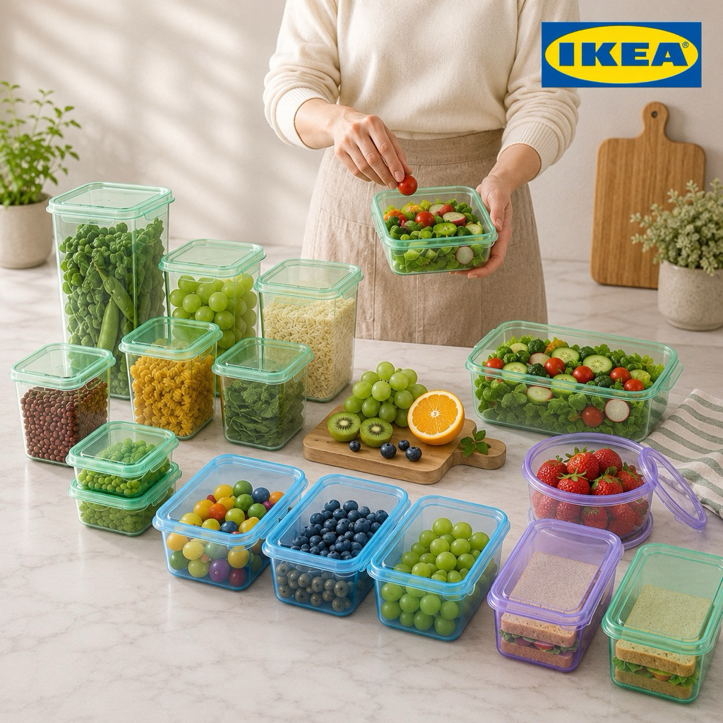 (IKEA ของแท้100%) กล่องเก็บอาหาร PRUTA กล่องใส่อาหาร กล่องถนอมอาหาร มีฝาปิด