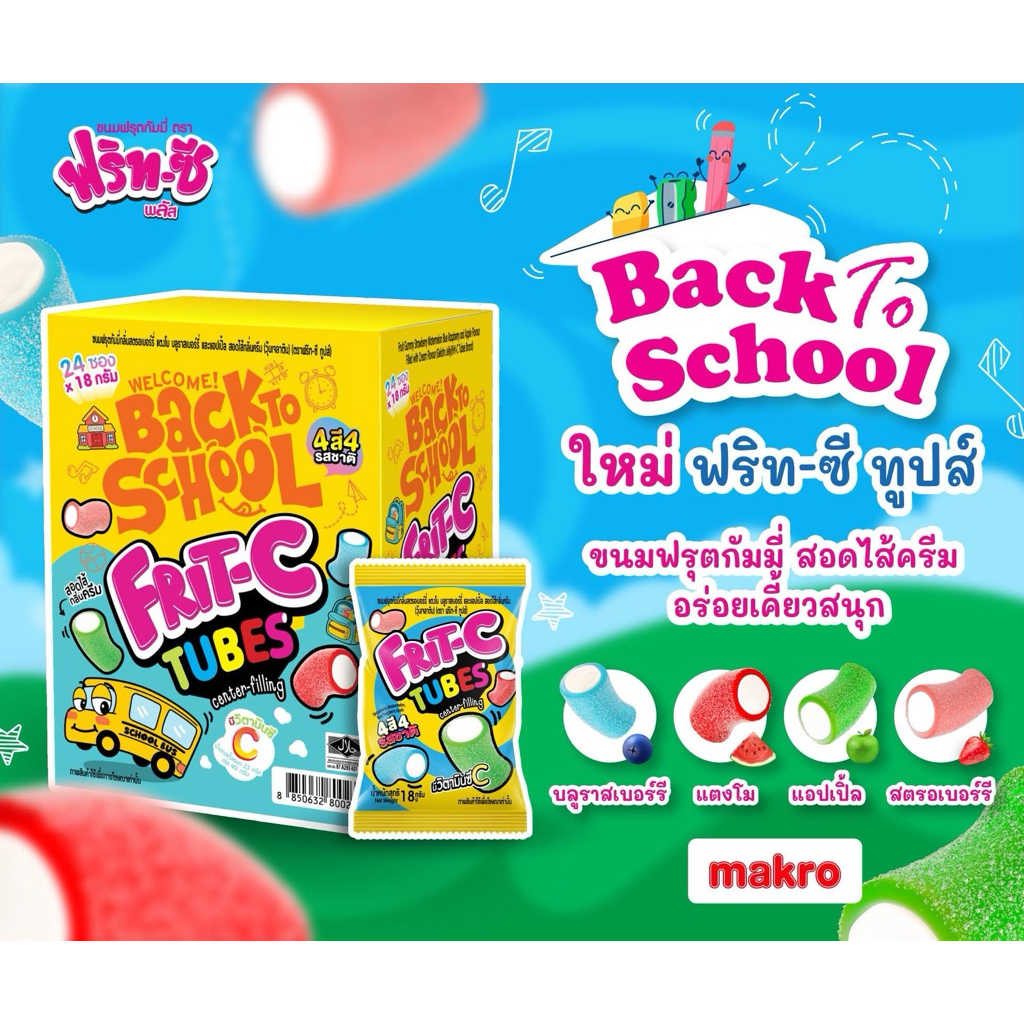 (MK)Frit C ฟริทซี​ทูปส์แบลคทูสคูลฟรุตตี้กัมมี่ ⚠️กล่อง24อัน