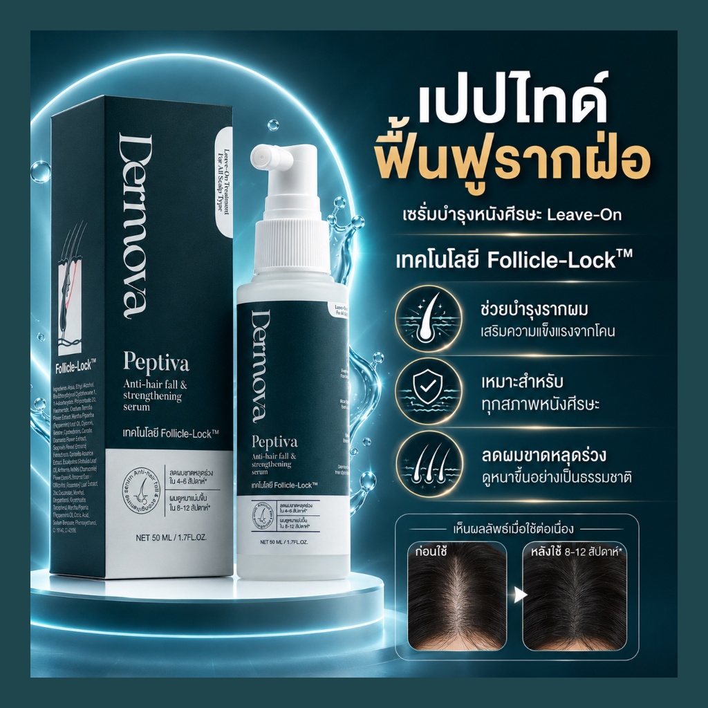 เปปไทด์กระตุ้นรากผม Peptiva เซรั่มผมหนา