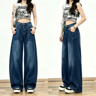 Muddy Barrel Jeans ทรงบาเรล กางเกงยีนส์ สไตล์เกาหลี แนววินเทจ เท้ากว้าง สวยๆเก๋ๆ