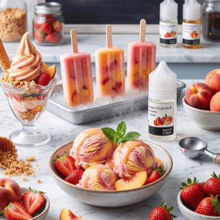 กลิ่นผสมอาหารเข้มข้น กลิ่นสตรอเบอร์รี่พีช ( Strawberry Peach) Flavour, ละลายน้ำ ( Water Soluble ) 30 g, 100 g