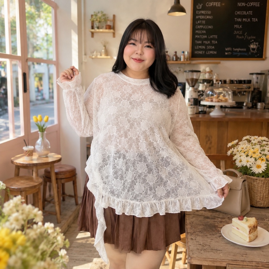 Blooming Lace T-shirt เสื้อยืดลูกไม้ แขนยาว 40"-60"