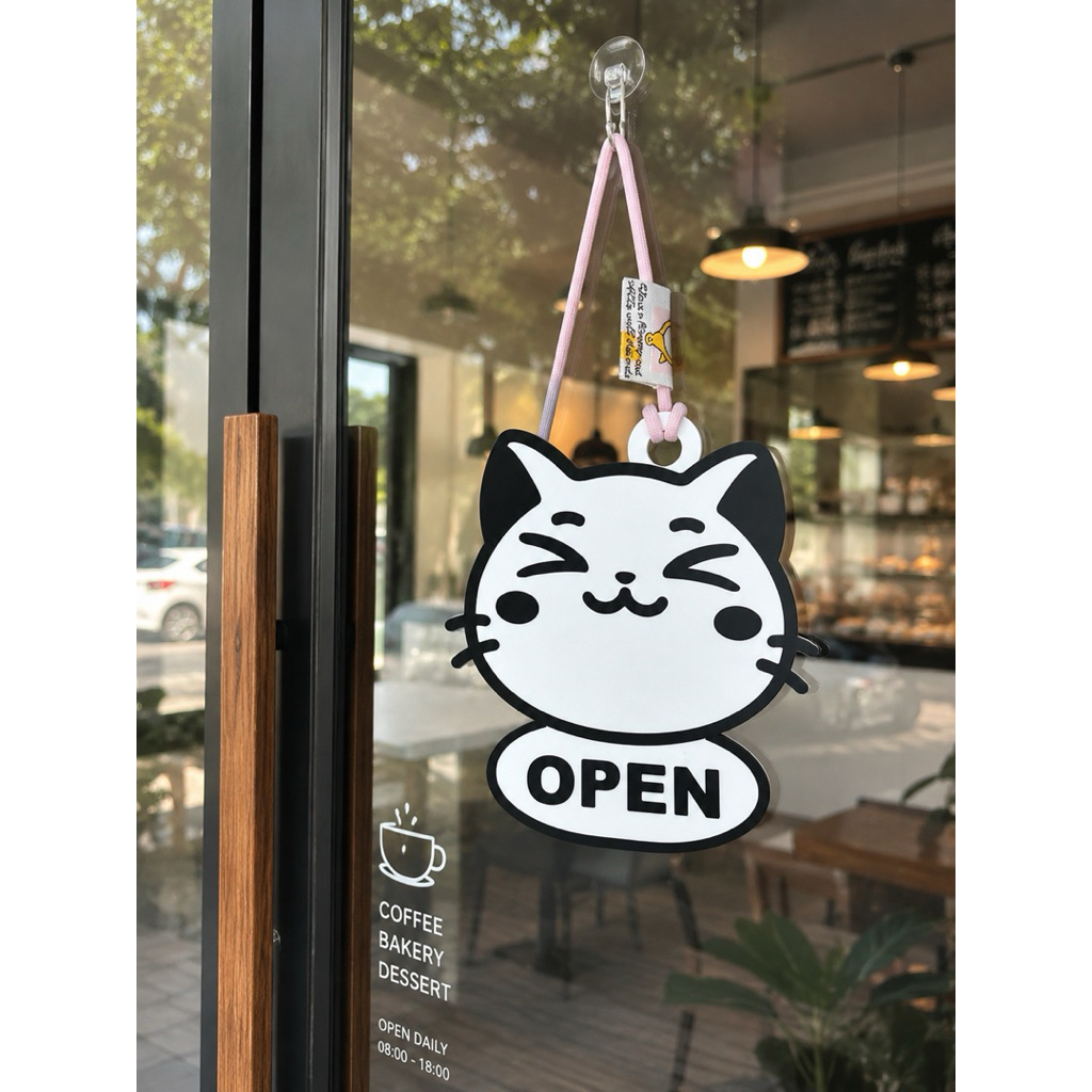 ป้ายห้อยประตูopenขนาด5.5×5เซนติเมตร(สินค้าพร้อมส่ง)