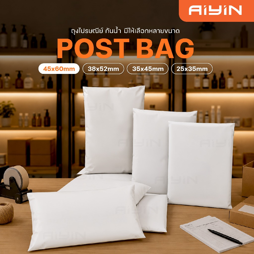 AiYin Post Bag ซองไปรษณีย์ ถุงสำหรับพัสดุ มีหลายขนาด เนื้อเหนียว ถุงพัสดุแถบกาว