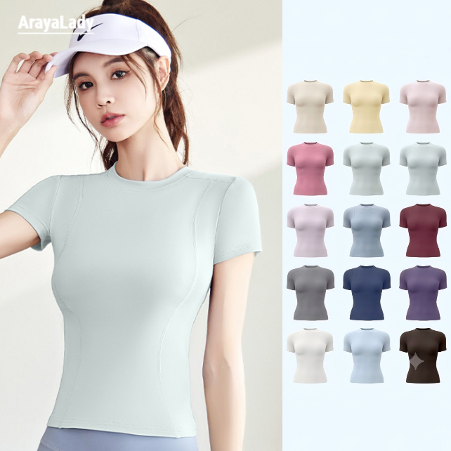 ✨เพิ่มสีใหม่✨Araya Lady เสื้อออกกำลังกายผู้หญิง เสื้อกีฬาแขนสั้น เสื้อโยคะ รุ่น YOGA-104