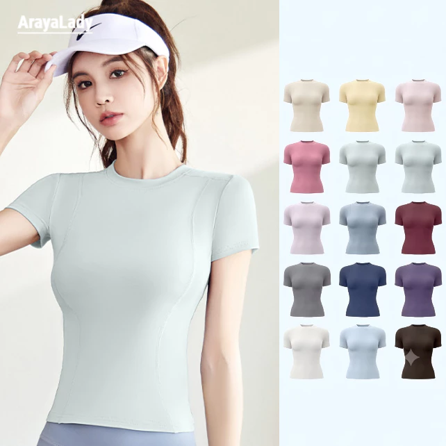 ✨เพิ่มสีใหม่✨Araya Lady เสื้อออกกำลังกายผู้หญิง เสื้อกีฬาแขนสั้น เสื้อโยคะ รุ่น YOGA-104