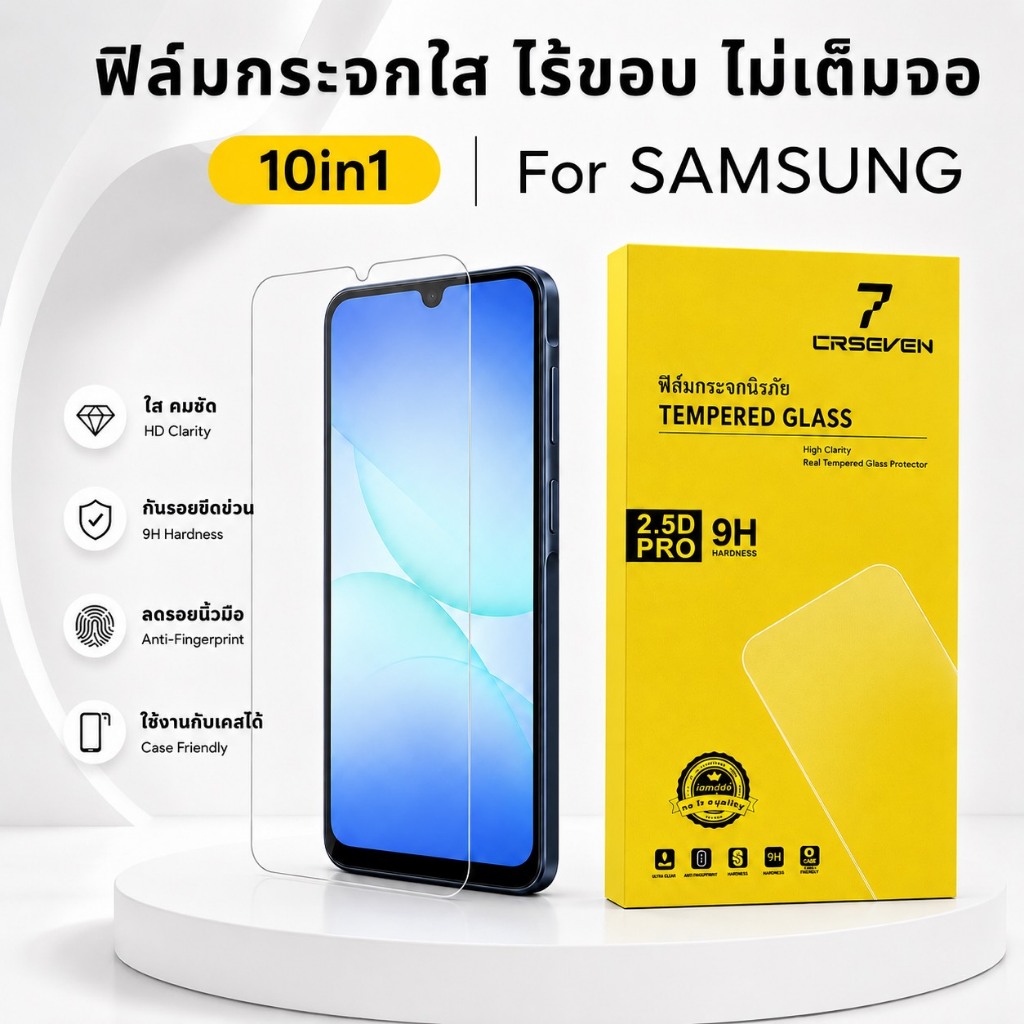 JC168 (017) (1กล่อง10ชิ้นราคาส่ง)ฟิล์มกระจกใส แบบไม่เต็มจอ สำหรับ Samsung A22(5G）A35(5G）A54(5G）A21 A