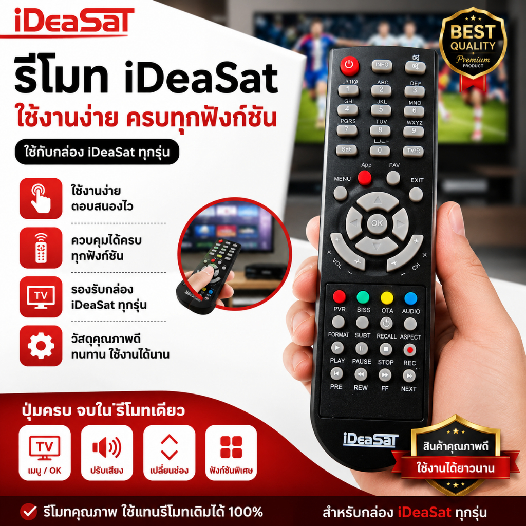 รีโมท iDeasaT (ใช้กับกล่องดาวเทียม IDEASAT HD เท่านั้น)