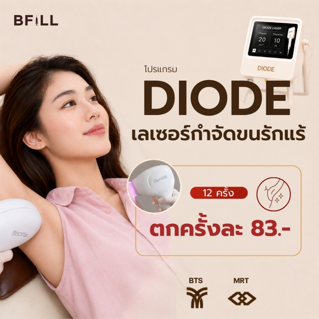 โปรแกรม กำจัดขนรักเเร้  Hair Removal Armpit ขนขึ้นไว, ตอขนชัด, ขนคุด, รักแร้ไม่เรียบ | BFiLL Clinic บีฟิล คลินิก