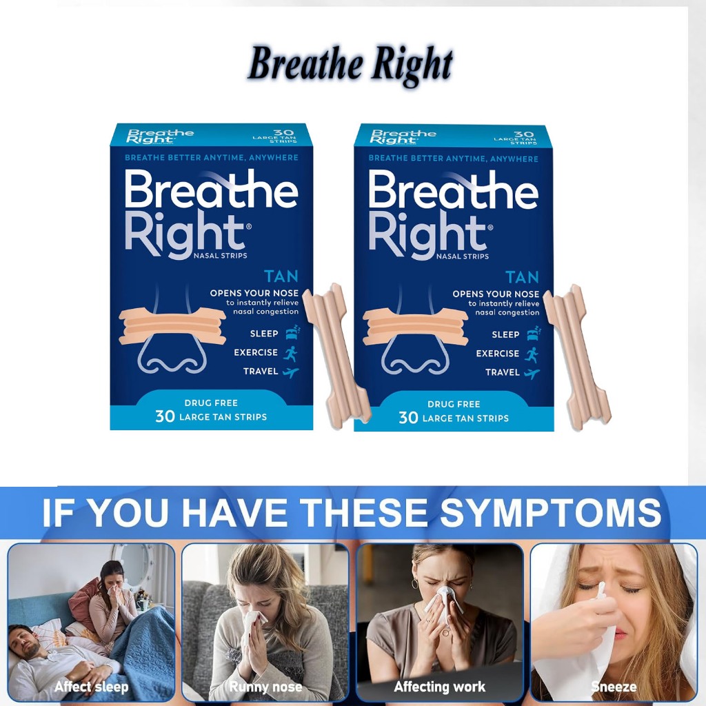 (100% Authentic)แผ่นแปะจมูก Breathe Right ช่วยให้หายใจโล่งขึ้นทันที สำหรับผิวบอบบาง