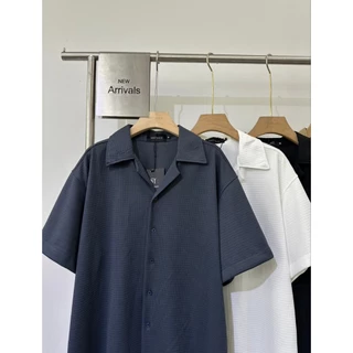 เสื้อเชิ้ตผู้ชายแขนสั้น สีพื้นมินิมอล รุ่น N137