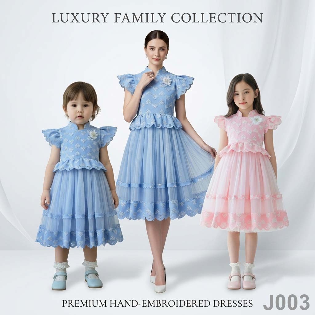 J003 ชุดเดรสเด็กหญิงและแม่ สดใส น่ารัก สวยงามสง่าละมุน